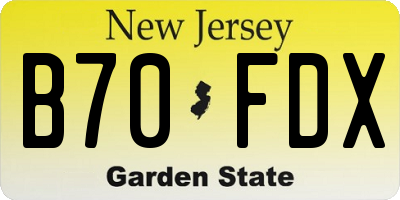 NJ license plate B70FDX