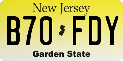 NJ license plate B70FDY