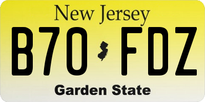NJ license plate B70FDZ