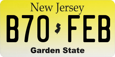 NJ license plate B70FEB
