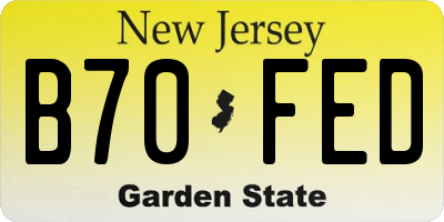 NJ license plate B70FED