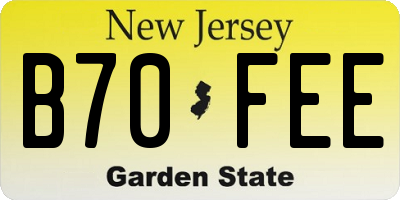 NJ license plate B70FEE