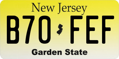 NJ license plate B70FEF