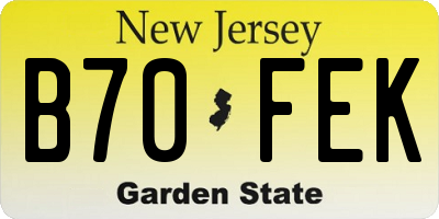NJ license plate B70FEK