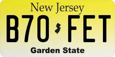NJ license plate B70FET