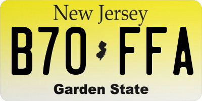 NJ license plate B70FFA