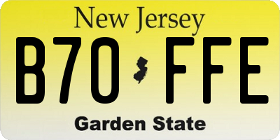 NJ license plate B70FFE