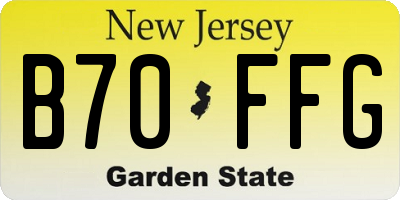 NJ license plate B70FFG