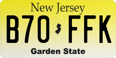 NJ license plate B70FFK