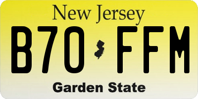 NJ license plate B70FFM