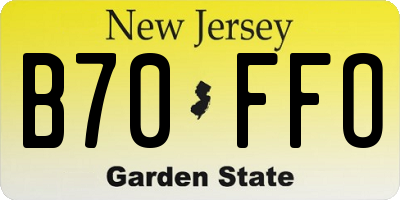 NJ license plate B70FFO