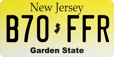 NJ license plate B70FFR