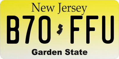 NJ license plate B70FFU