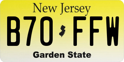 NJ license plate B70FFW