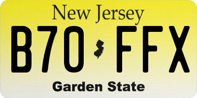 NJ license plate B70FFX