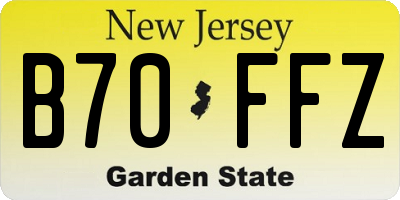 NJ license plate B70FFZ