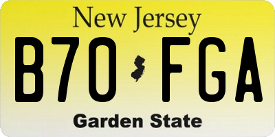 NJ license plate B70FGA
