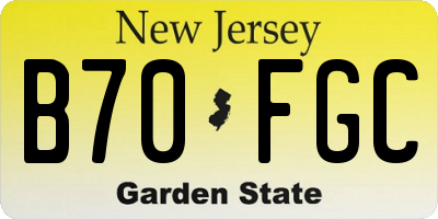 NJ license plate B70FGC