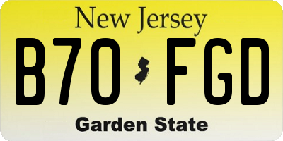 NJ license plate B70FGD