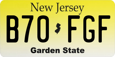 NJ license plate B70FGF