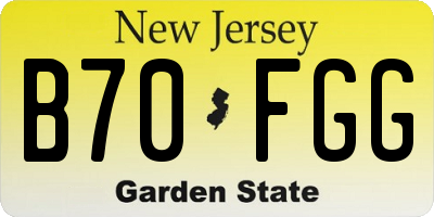 NJ license plate B70FGG