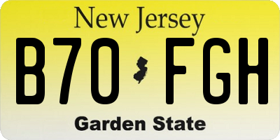 NJ license plate B70FGH