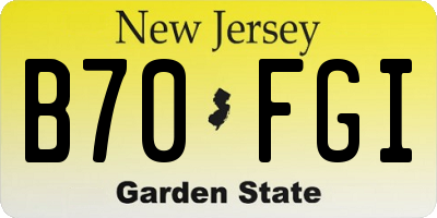 NJ license plate B70FGI