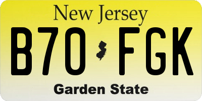 NJ license plate B70FGK
