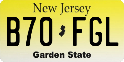 NJ license plate B70FGL