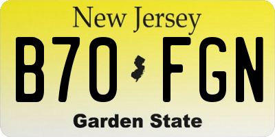 NJ license plate B70FGN