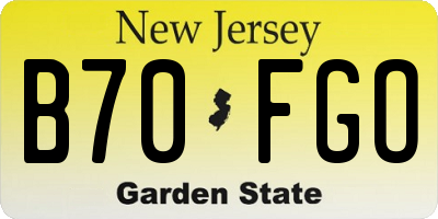 NJ license plate B70FGO