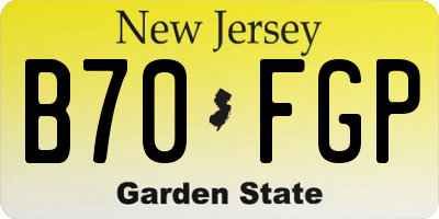 NJ license plate B70FGP