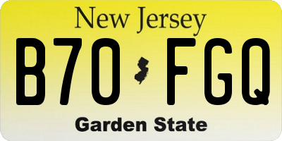 NJ license plate B70FGQ