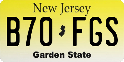 NJ license plate B70FGS