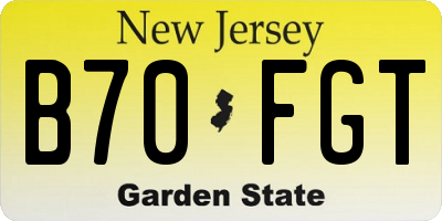 NJ license plate B70FGT