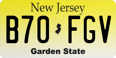 NJ license plate B70FGV