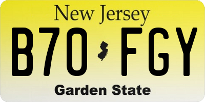 NJ license plate B70FGY