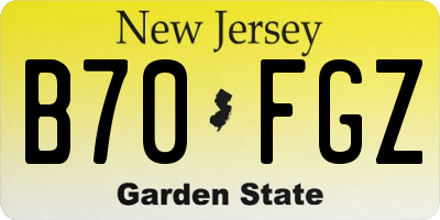 NJ license plate B70FGZ