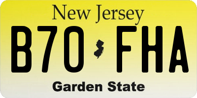 NJ license plate B70FHA