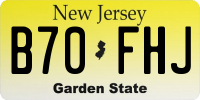 NJ license plate B70FHJ