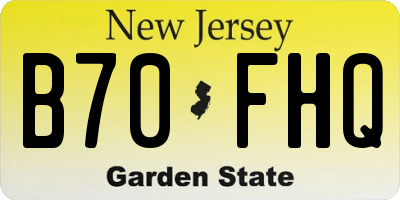 NJ license plate B70FHQ