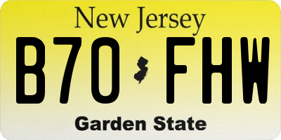NJ license plate B70FHW