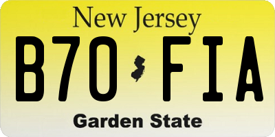 NJ license plate B70FIA