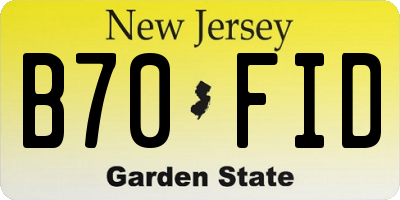 NJ license plate B70FID