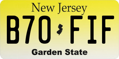 NJ license plate B70FIF