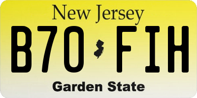 NJ license plate B70FIH