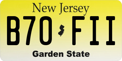 NJ license plate B70FII