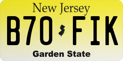 NJ license plate B70FIK