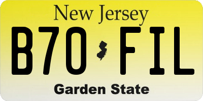 NJ license plate B70FIL