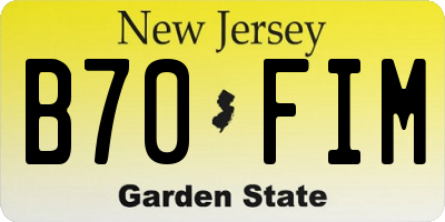 NJ license plate B70FIM